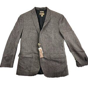 Pronto Uomo Blue Men's Brown Wool Blend Tweed Blazer Coat Jacket XL Slim Fit
